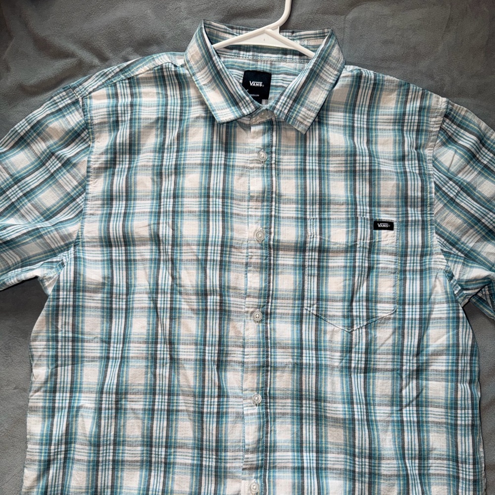 Vans Aqua and Gray Plaid Shirt - Picture 2 of 4